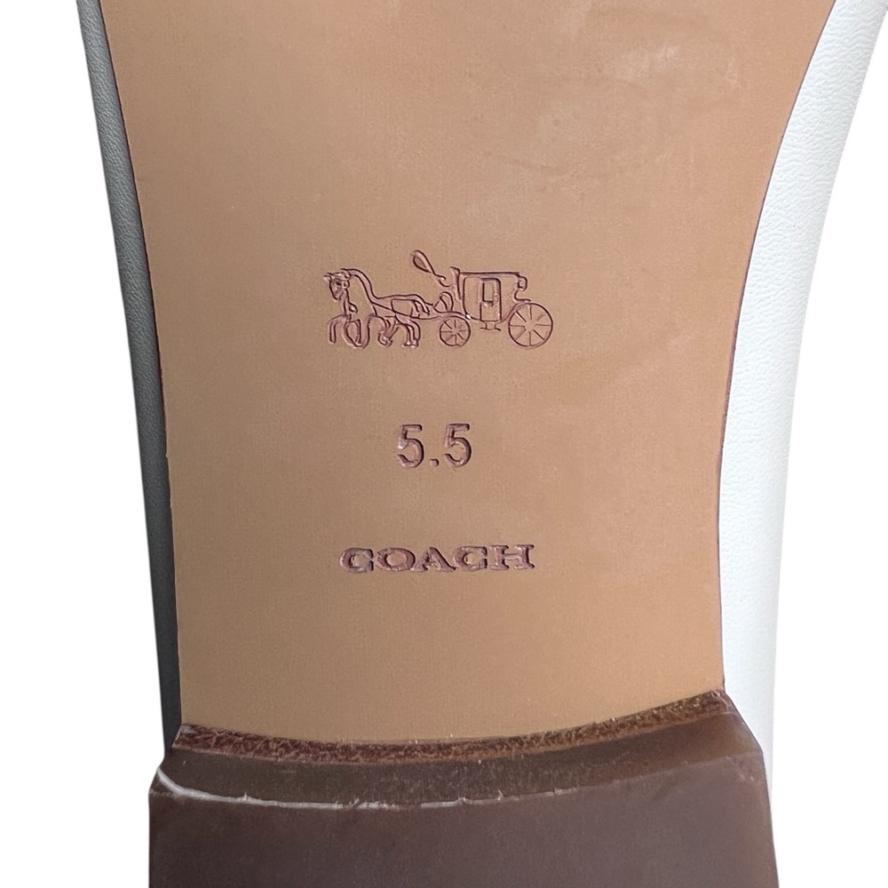 COACH Haley Women's White Chalk Leather Gold Horsebit Loafers NEW Size 5.5 - Picture 7 of 11